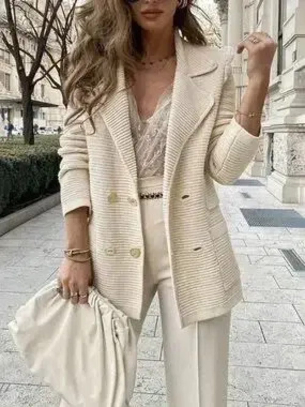 Double-Breasted Textured Jacket - Picture 1 of 4